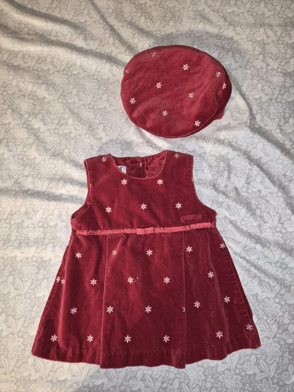 OshKosh B'gosh Red Velvet Dress with Matching Hat